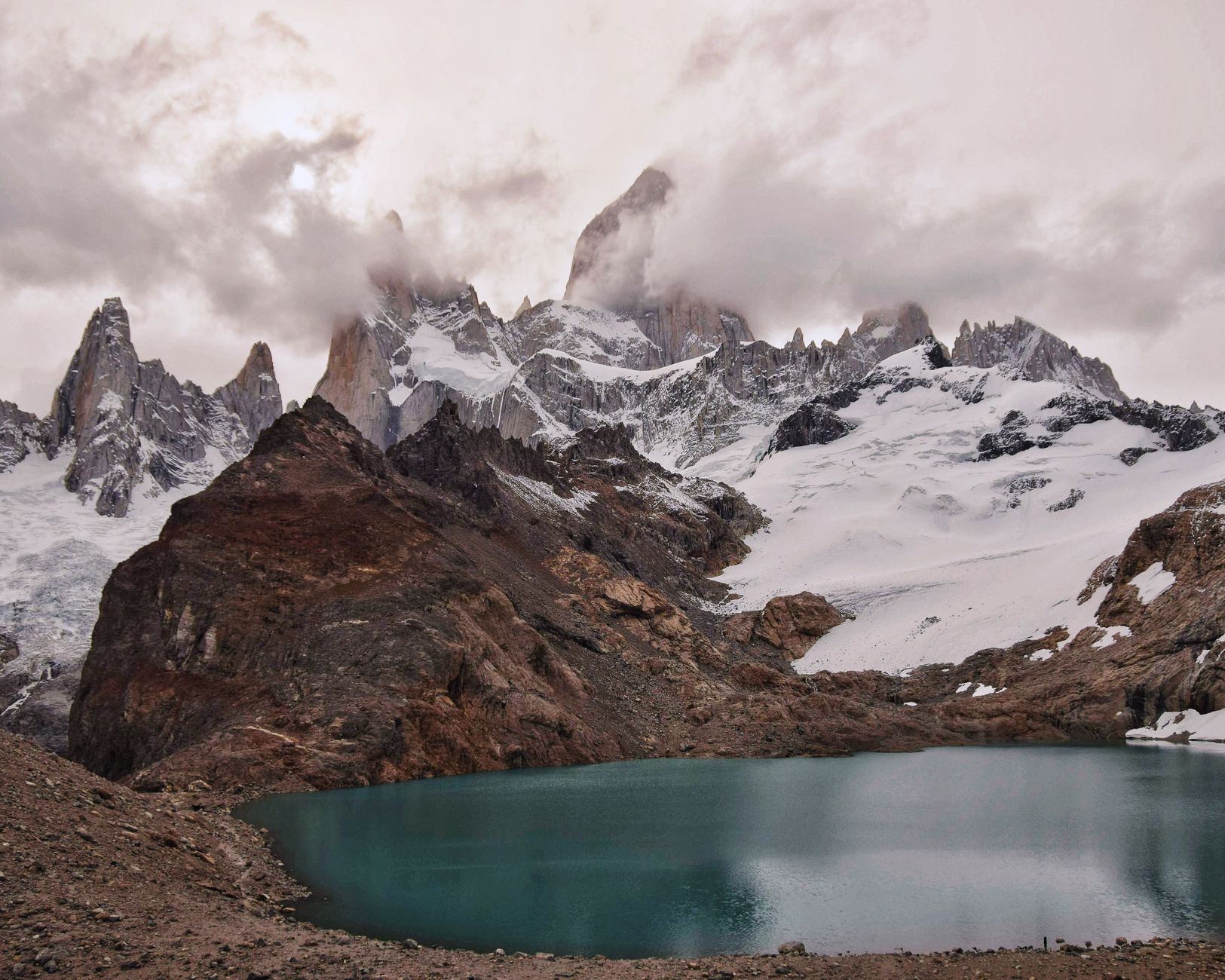 Snowcapped jagged granite peaks in Chilean Patagonia